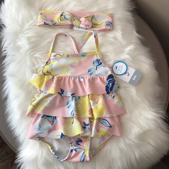 Carter's Other - Baby Girl Pink 1-Pc Ruffle Bathing Suit Sz 6M NWT